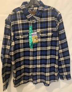 Orvis Heavyweight Button Down Flannel Shirt Pockets Mens XL Blue White Checker - Picture 1 of 11