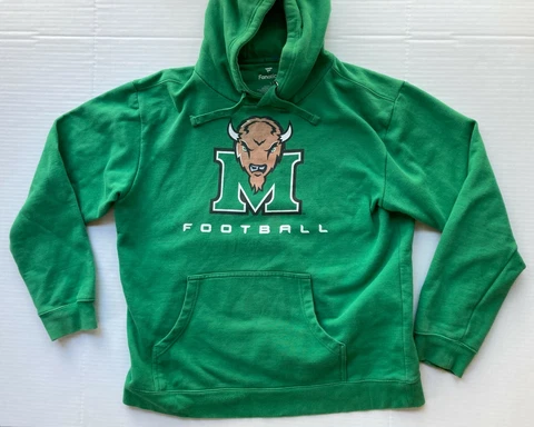 Marshall University Thundering Herd Hoodie Fanatics Mens Large Green Hart #52 Cover
