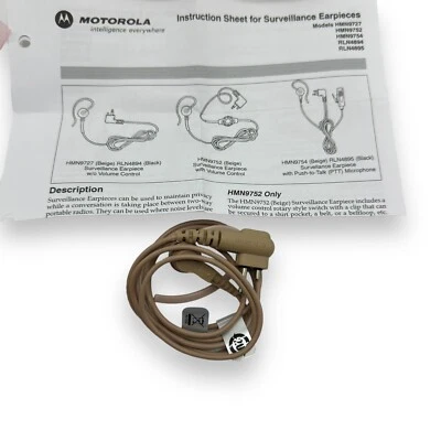 MOTOROLA HMN9727B Surveillance Earpiece Earphone Kit GP300, Beige - Image 1 of 4
