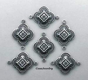 #1634-2 ANTIQUED STERLING SILVER PLATED CELTIC 2 RING CONNECTOR - 6 Pcs - Picture 1 of 2