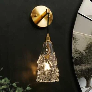 Uolfin Transitional Wall Sconce Wall Light w/ Bell Crystal Shade for Bed or Bath - Picture 1 of 7