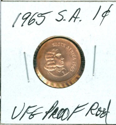 1965 SOUTH AFRICA 1 CENT ULTRA FINEST GRADE ENGLISH PROOF RED . - Image 1 of 2