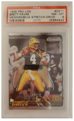 1996 Pro Line Memorabilia Brett Favre STRETCH DRIVE #DS11 graded PSA 8.  POP 4 - Image 1 of 2