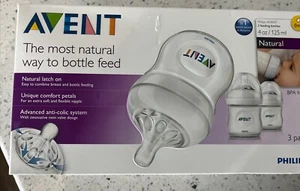 Philips Avent Natural Blue Edition 3 Wide-Neck Bottles 4oz/125 ml 0m+ - Picture 1 of 5