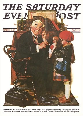 1929 MAR 9 Doctor & Doll NORMAN ROCKWELL SATURDAY EVENING POST COVER ART PRINT - Image 1 of 3