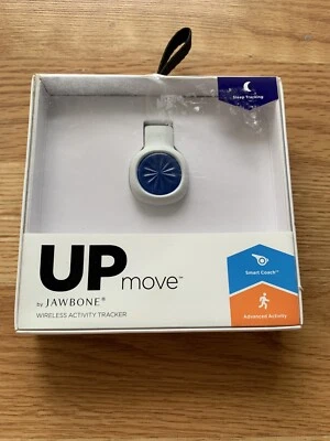 Rastreador de atividade sem fio Jawbone Up Move branco e azul NOVO - Imagem 1 de 4