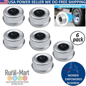 6PK 2.72" Grease Caps with Rubber Plugs for 7,000-8,000 lbs Hub Trailer Axles - Picture 1 of 7