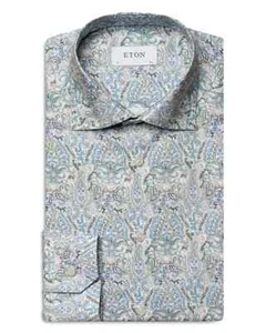 Eton Paisley Slim Fit Dress Shirt Men's 41/16 Multicolored Collared Long Sleeve - Picture 1 of 13