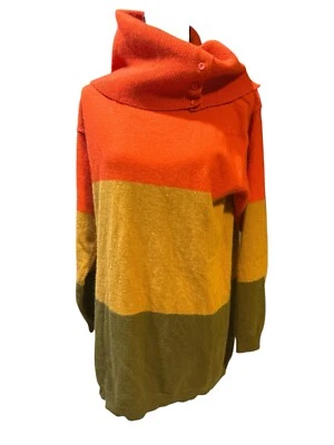 Outlander Tunic Turtleneck Sweater Women M Striped Angora Wool Blend Oversized - Image 1 of 4