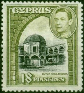 Cyprus 1938 18pi Black & Olive-Green SG160 Fine MM - Picture 1 of 1