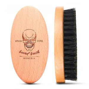 Boar Bristle Hair Beard Brush for Men, Pocket Travel Men'S Wooden Small Soft Bea - Picture 1 of 12