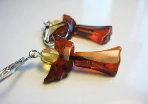 Cognac Baltischer Bernstein Natur Ohrring Engel!!! - Bild 1 von 4