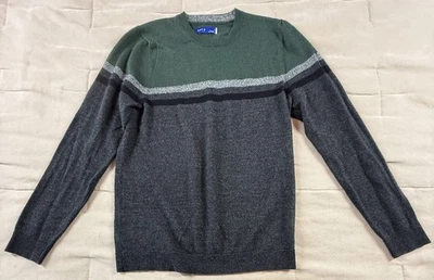 APT 9 Mens Long Sleeve Crew Neck Pullover Standard Fit Sweater Gray Stripe Sze S - Image 1 of 4