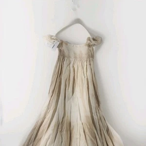 Abito lungo Aakaa nuovo con etichetta avorio e marrone festival boho maxi taglia S - Foto 1 di 7