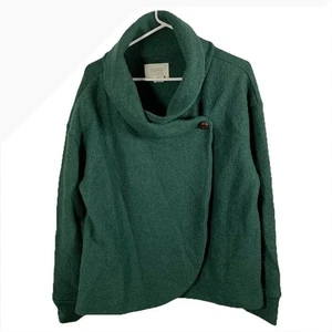 Chaqueta envolvente Sigrid Olsen verde mezcla de lana asimétrica para mujer XL artística Lagenlook - Imagen 1 de 8