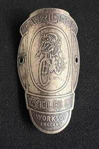 CARLTON CYCLES WORKSOP VINTAGE HEAD TUBE BICYCLE CYCLE FRAME EMBLEM PLATE BADGE - Picture 1 of 7