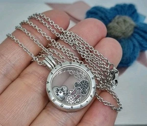 BOXED Genuine Pandora Medium Floating Locket Necklace With Charms   60cm 💕  - Picture 1 of 19