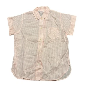Vintage 50s Tom Girl Eastern Isles Button Up Top Women’s 16 Pink Gingham Cotton - Picture 1 of 11