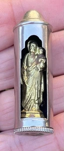 WWII ANTIQUE FRENCH BULLET CASING POCKET SHRINE STATUE ST. JOSEPH & INFANT JESUS - Picture 1 of 4