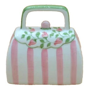 Andrea by Sadek Geldbörse Coin Bank, rosa & weiß gestreift mit Blumen. - Bild 1 von 3
