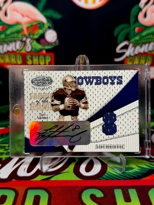 2004 Donruss Leaf Certified Troy Aikman Fabric Of The Game Patch Auto 8/8  - Image 1 of 2