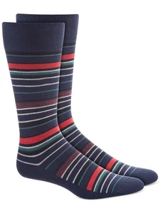 ALFANI Mens Navy Rayon Striped Moisture Wicking Casual Crew Socks 10-13 - Picture 1 of 3