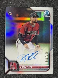 2022 Bowman Chrome Refractor Auto /499 Drew Ellis RC Diamondbacks CRA-DE - Picture 1 of 2