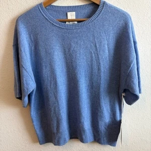 Joie Blue Cashmere Short Sleeve Blouse Size Large NWT - Picture 1 of 4