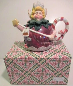 Tetera navideña Department 56 SUGAR & SPICE-#38024-esmalte perlado de cerámica-NUEVA - Imagen 1 de 16