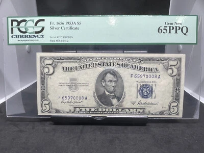FR.# 1656 1953 $5 SILVER CERTIFICATE PCGS UNC 65 PPQ - Image 1 of 2