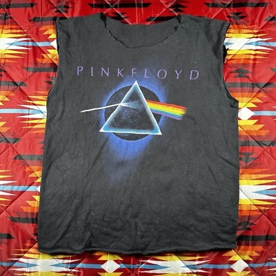Thrashed Pink Floyd Dark Side of The Moon Tank Top Distressed Chopped Faded S - Image 1 of 4