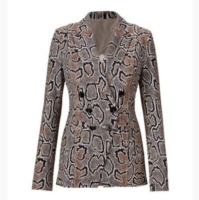 CABI 3733 Pitón Piel de serpiente Marrón Ponte Knit Double Button Blazer Jacket 6 $189 Foto 1 de 4