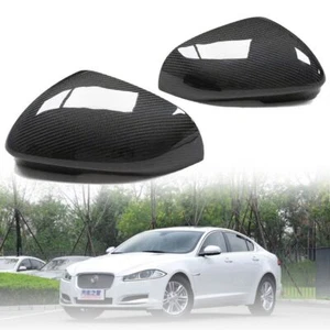 Carbon Fiber Wing Rear View Mirror Cover Caps Replace Trim For Jaguar XF 2009-21 - Picture 1 of 15