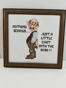 Kleines gerahmtes fertiges Kreuzstich lustiges Schild 11" GC - Bild 1 von 7