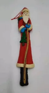 Cynthia Madrid Santa Claus Wall Decor Father Christmas Polymer Clay 9" Vintage - Picture 1 of 8