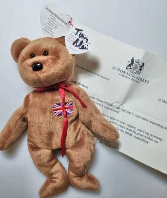 Unique UK Britannia TY Beanie Baby - Signed Tony Blair UK Prime Minister - Image 1 of 4