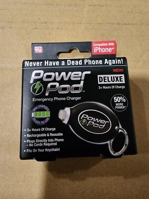 Power Pod DELUXE Keychain Emergency Phone Charger 3+ Hours of Charge FOR IPHONE - Image 1 of 3
