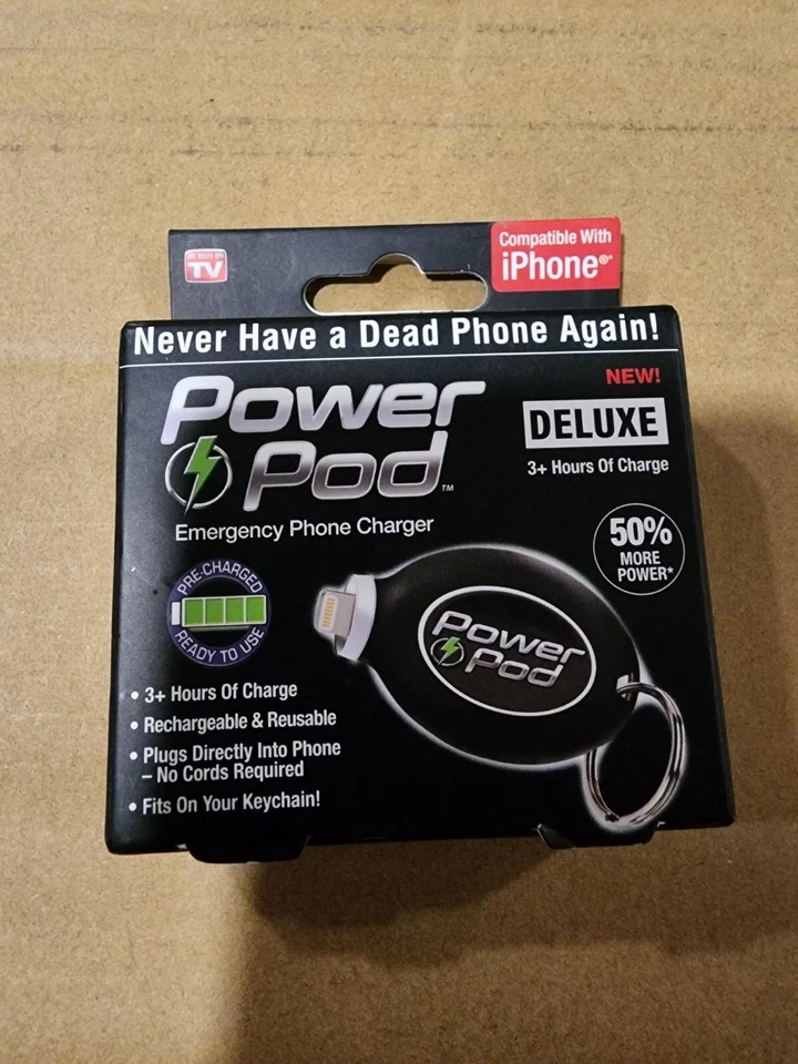 Power Pod Keychain Emergency Phone Charger 3 Hours of Charge