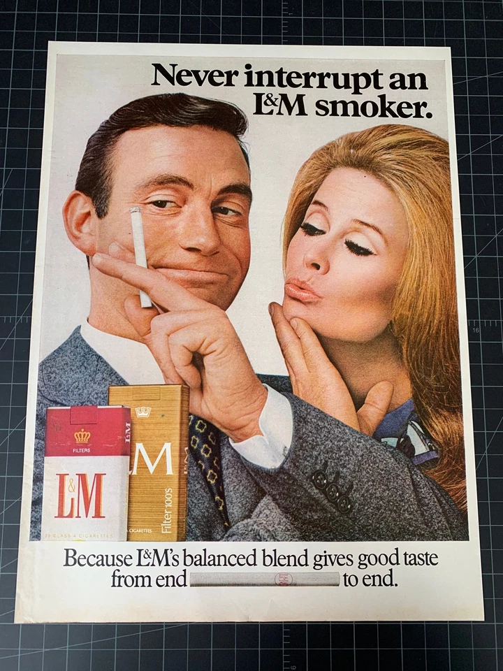 Anuncio impreso vintage de cigarrillos L&M 1968 Foto 1 de 1