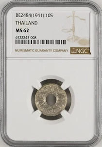 BE2484 1942 Thailand 10S NGC MS 62 - Picture 1 of 2