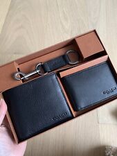 New Coach Men's 3 in 1 Compact ID Leather Wallet With Key Fob F64118 in Gift Box