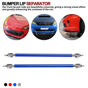 Blue Adjustable 7.9"-11" Front Bumper Lip Splitter Rod Strut Tie Bar Support - Picture 1 of 8