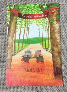 Thanksgiving Friendship Greeting Card Anthropomorphic Bears Woods Animals Cute - Picture 1 of 6