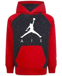 Nike Kid's Youth Jordan Jumpman Air Speckle Unisex Hoodie Size L Red Black Grey - Picture 1 of 3