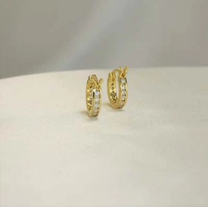 Vergoldete Silber Huggie Creolen, dünne Creolen für Sie - Bild 1 von 5