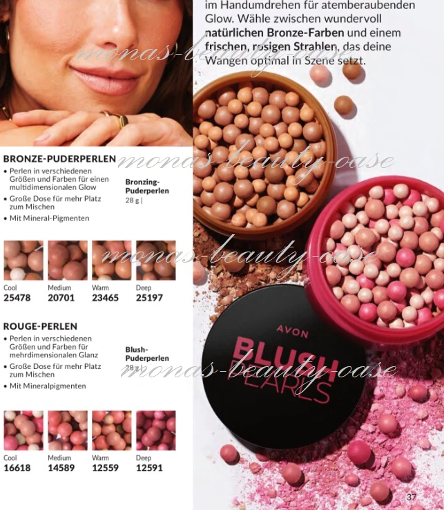 Avon Blush Bronzer Highlighter Puderperlen  Rouge Top Farbe Auswahl 28g Glanz - Bild 1 von 2
