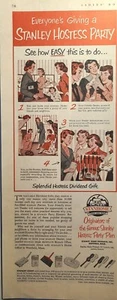 Stanhome Stanley Anfitriona Fiesta Dividendo Regalo Westfield MA Anuncio Impreso De Colección 1952 - Imagen 1 de 4
