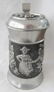 Piedra de cerveza de peltre macizo vintage JYDE-KUNST de 6" de alto #46 hecha a mano en Dinamarca - Imagen 1 de 8