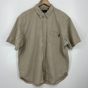 American Eagle Short Sleeve Button Shirt Men's Size XL Beige Check Print Cotton - Picture 1 of 9