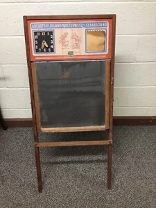 ANTIQUE VINTAGE CHILD’S KID’S DISNEY WOOD FOLDING EASEL CHALKBOARD PRIMITIVE  - Picture 1 of 12
